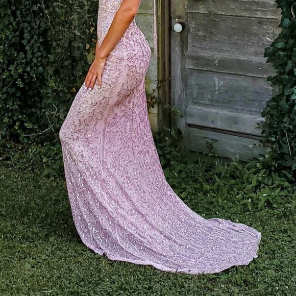 SHERRI HILLPINK BEADED/SEQUIN PROM DRESS - Picture 2 of 16